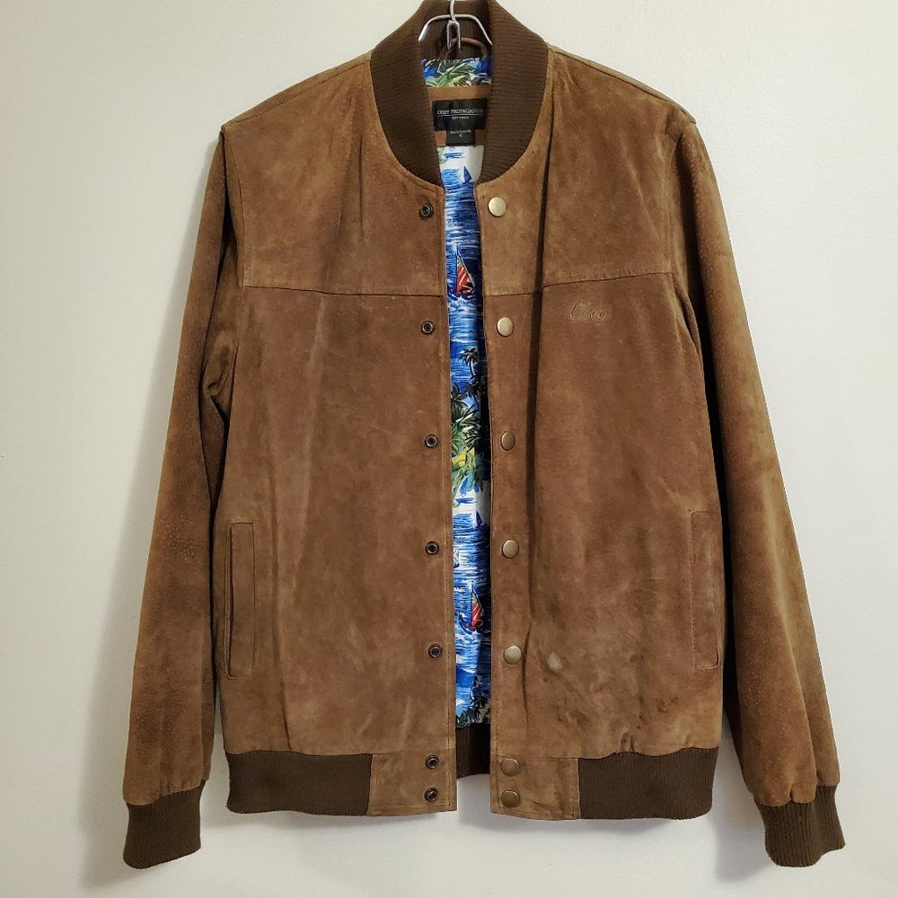 Obey Suede Leather Jacket (Tropical print lining)
